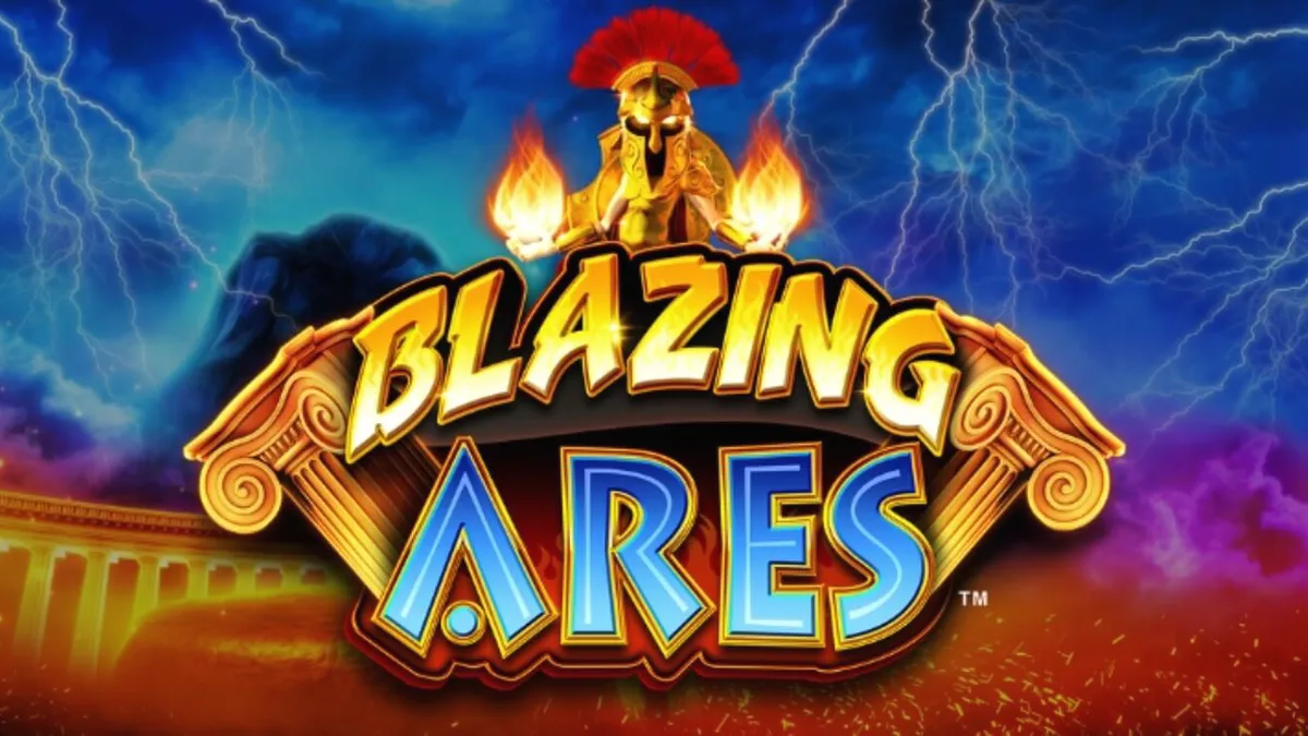 Interface do jogo de slot Blazing Ares com temática de guerra grega
